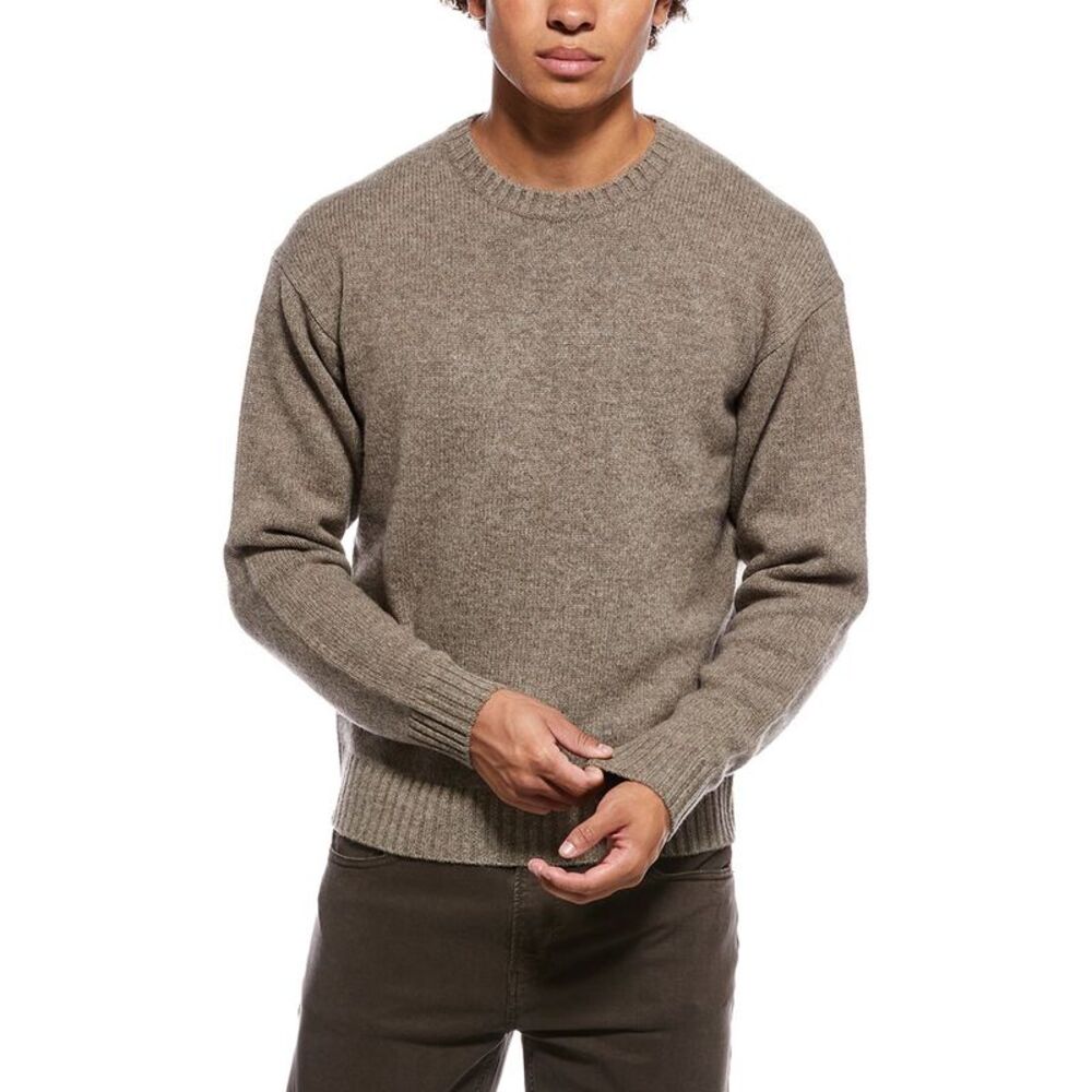 Frame Denim Mens  Wool & Yak-Blend Crewneck Sweater, Brown